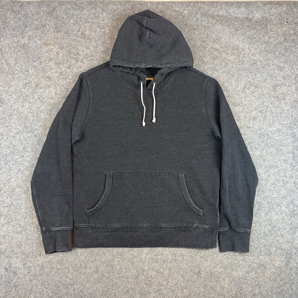 J Crew Vintage Fleece Hoodie Mens Medium Gray 100% Cotton French Terry Pullover